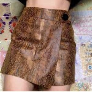 Zara Faux Snake Skin Brown Skort S